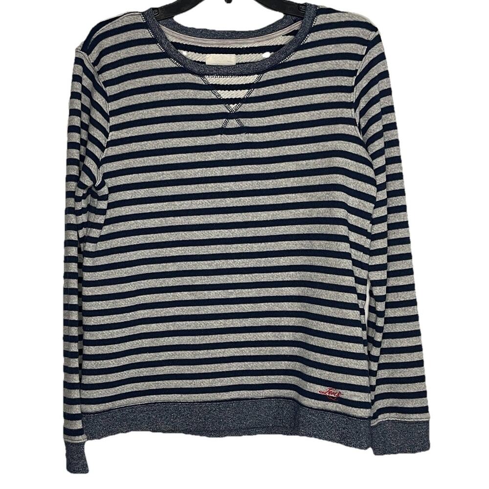 Levi's Sweatshirt Horizontal Striped Navy‎ Gray Long Sleeve Crewneck Size Medium